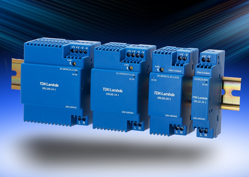 The DRL AC-DC DIN Rail mount power supplies from TDK-Lambda.
