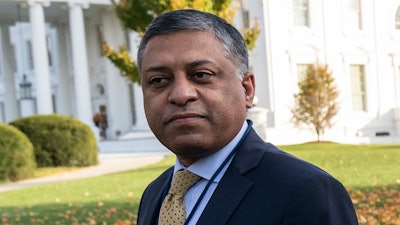 Dr. Rahul Gupta, the director of the White House Office of National Drug Control Policy, is shown at the White House, Thursday, Nov. 18, 2021, in Washington. President Joe Biden is sending his administration’s first national drug control strategy to Congress as the U.S. overdose death toll hit a new record of nearly 107,000 during the past 12 months. White House drug czar Dr. Rahul Gupta says the strategy is the first to prioritize what’s known as harm reduction.