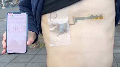 Wireless, wearable, and flexible electrocardiogram monitor with app data.