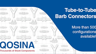 These connectors accommodate inner tube diameters as small as 1/32 inch (0.031inch, 0.8 mm) and as large as 1 inch (25.4 mm).