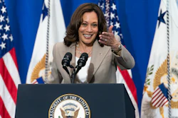 Vice President Kamala Harris speaks about electric school buses, during an event at Meridian High School in Falls Church, Va., Friday, May 20, 2022.