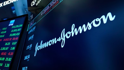 The Johnson & Johnson logo appears above a trading post on the floor of the New York Stock Exchange, Monday, July 12, 2021. Johnson & Johnson rode growing sales of the cancer treatment Darzalex and other key drugs to a better-than-expected second quarter, but foreign exchange rates again cut into the health care giant’s 2022 forecast. The company on Tuesday, July 19, 2022, dropped its forecast to a range below analyst expectations after also trimming it in April due to exchange rates.