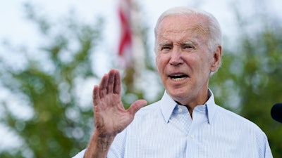 President Joe Biden speaks at a United Steelworkers of America Local Union 2227 event in West Mifflin, Pa., Monday, Sept. 5, 2022, to honor workers on Labor Day.
