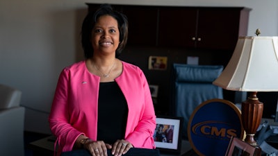 Chiquita Brooks-LaSure, the Administrator for the Centers of Medicare and Medicaid Services, poses for a photograph in her office, Wednesday, Feb. 9, 2022, in Washington.