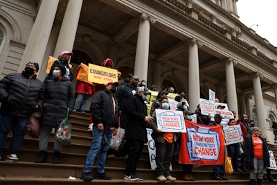 Advocates for people with mental illnesses protest New York City Mayor Eric Adams' plan to force people from the streets and into mental health treatment, Wednesday, Dec. 7, 2022, in New York.
