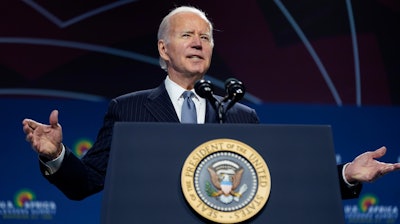 President Joe Biden speaks to African leaders gathered for the U.S.-Africa Leaders Summit Wednesday, Dec. 14, 2022, in Washington.