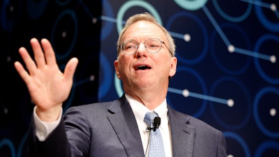 Eric Schmidt, executive chairman of Alphabet, speaks during a press conference ahead of the Google DeepMind Challenge Match in Seoul, South Korea, Tuesday, March 8, 2016.