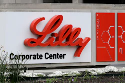 A sign for Eli Lilly & Co. stands outside their corporate headquarters in Indianapolis on April 26, 2017.