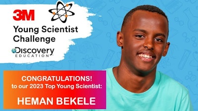 Heman Bekele, 14, is the winner of the 2023 3M Young Scientist Challenge.
