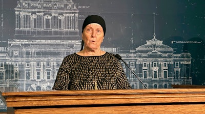Nancy Unde, of Corcoran, Minn., who was diagnosed with an aggressive form of brain cancer in late 2022, speaks at a news conference about his bill to allow physician-assisted suicide in Minnesota, Thursday, Jan. 25, 2024 at the State Capitol in St. Paul, Minn.