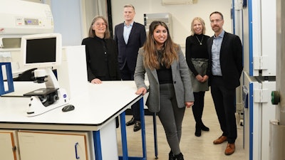 Left to right are Anne Muir (Eos), Albert Nicholl (Carcinotech), Ishani Malhotra (Carcinotech), Sarah Newbould (British Business Bank), and David Milroy (Maven).