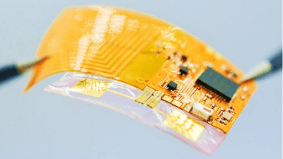 The Spatiotemporal On-Demand Patch’s exposed circuit will be covered by material resembling a Band-Aid. It can receive commands wirelessly from a smartphone or computer to schedule and trigger the release of drugs from individual microneedles.
