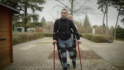 TWIN has been designed to allow individuals with reduced or even absent motor abilities in the lower limbs, such as in cases of complete spinal cord injuries, to maintain an upright position, walk with the assistance of crutches or walkers (as the exoskeleton is not self-balancing), and to stand up and sit down. In the picture TWIN wore by Alex Santucci, one of the patients who accompanied technicians and researchers throughout the entire design period of the device, participating in clinical experimentations as a tester.