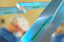 This illustration highlights how two hydrogels (shown in blue) can be bonded in different ways by thin chitosan films (shown in orange). The bonds that form are extraordinarily strong and can resist high tensions.