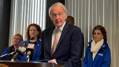 Democratic U.S. Sen. Edward Markey called on Wednesday, March 27, 2024, for greater oversight of a deal that financially embattled hospital operator Steward Health Care has struck to sell its nationwide physician network to Optum, a subsidiary of UnitedHealth Group, at a press conference in his office at the John F. Kennedy Federal Building in Boston. Markey said Optum must show it can protect health care access by controlling costs and putting patients and providers first.