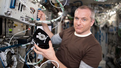 Canadian Space Agency astronaut David Saint-Jacques processes samples for an ISS National Lab-sponsored experiment that studies the effects of spaceflight on musculoskeletal disease as part of efforts to develop drugs to prevent post-traumatic osteoarthritis.
