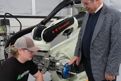 Professor Emad Tanbour works with Tyler Werth, a mechanical engineering student, in the Coherix 3D computer-vision and virtual-reality lab at Eastern Michigan University in Ypsilanti, Michigan.