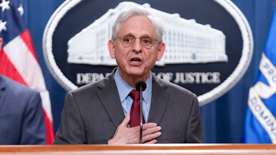 Attorney General Merrick Garland speaks during a news conference at the Department of Justice headquarters in Washington, Thursday, June 27, 2024. The Justice Department has charged nearly 200 people in a sweeping crackdown on health care fraud schemes nationwide with false claims topping $2.7 billion.