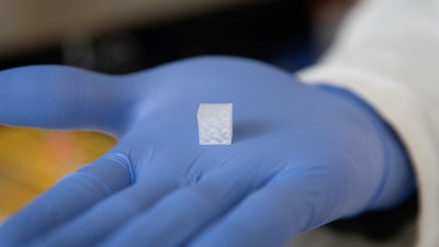 Shown here is a 3D bioprinted tissue construct used to replicate human tissue.