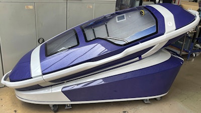 A 'suicide pod' known as 'The Sarco' is seen in Rotterdam, Netherlands, July 8, 2024.
