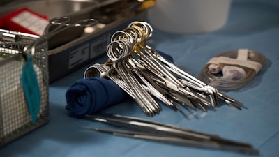 Surgical instruments and supplies lay on a table during a kidney transplant surgery at MedStar Georgetown University Hospital in Washington D.C., Tuesday, June 28, 2016.