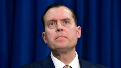 Kentucky Attorney General Russell Coleman speaks in Frankfort, Ky., Jan. 2, 2024.