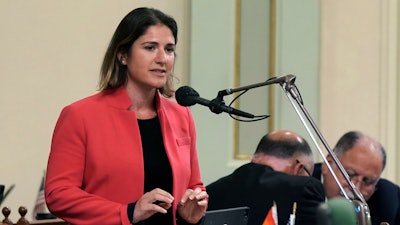 Assemblywoman Rebecca Bauer-Kahan, D-Orinda, speaks during the Assembly session in Sacramento, Calif., on Monday, May 23, 2022.