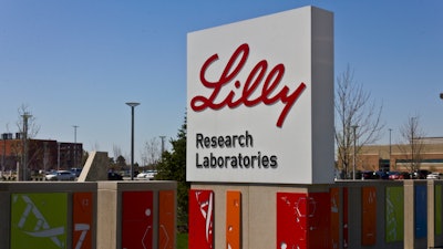 A sign outside Eli Lilly's Research Laboratory in Indianapolis, IN.