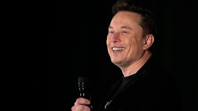 Elon Musk speaks as part of a campaign town hall in support of Republican presidential nominee former President Donald Trump in Folsom, Pa., Thursday, Oct. 17, 2024.