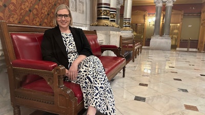 Sarah Makowicki sits in the Connecticut State Capitol in Hartford, Conn., on Thursday, March 27, 2025.
