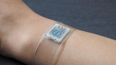 The wristband consists of a microneedle array worn on top of the wrist to measure glucose, alcohol and lactate levels in the interstitial fluid under the skin.