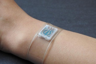 The wristband consists of a microneedle array worn on top of the wrist to measure glucose, alcohol and lactate levels in the interstitial fluid under the skin.