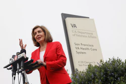 Democratic Rep. Nancy Pelosi speaks on the corner of Clement Street and 42nd Avenue after touring the San Francisco VA Medical Center and meeting VA officials to mark House Democrats' Honor Our Veterans Day of Action on Thursday, Aug. 7, 2025, in San Francisco.