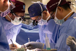 In this photo provided by Mass General Brigham, from left, surgeons Dr. Nahel Elias, Dr. Alban Longchamp, Dr. Tatsuo Kawai and Dr. Shoko Kimura transplant a genetically edited pig kidney into Bill Stewart June 14, 2025 at Massachusetts General Hospital in Boston.