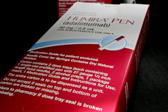 Humira medication box showing dosage and usage instructions in red and white