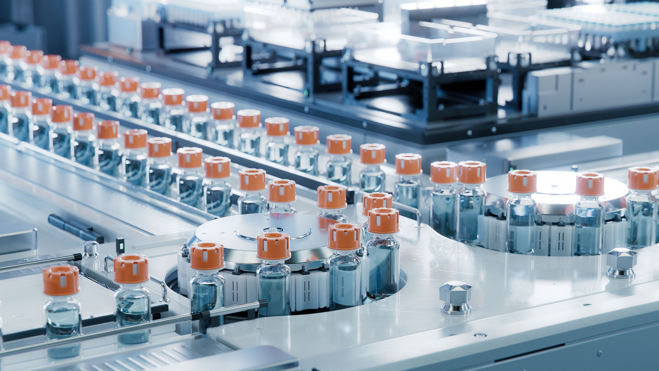 Pharmaceutical vaccine production line.