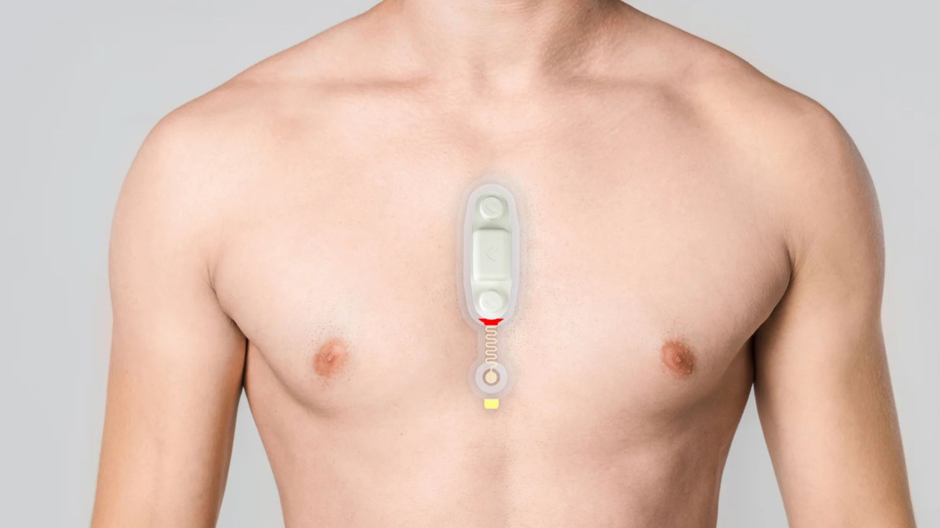 ECG sensor attached to the chest.