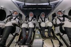 Roscosmos cosmonaut Oleg Platonov, left, NASA astronauts Mike Fincke, Zena Cardman, and JAXA (Japan Aerospace Exploration Agency) astronaut Kimiya Yui are seen inside the SpaceX Dragon Endeavour spacecraft onboard the SpaceX recovery ship SHANNON shortly after having landed in the Pacific Ocean off the coast of Long Beach, Calif., Thursday, Jan. 15, 2026.