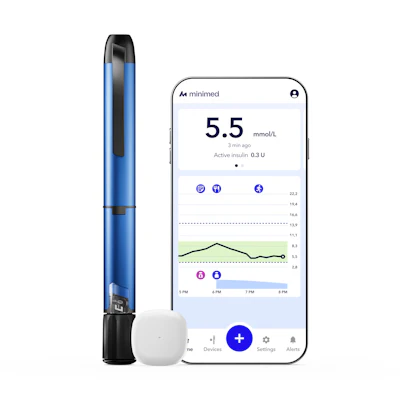 In Europe, the MiniMed Go™ system is a smart diabetes management solution that connects the InPen™ smart insulin pen with the Simplera™ sensor through the single MiniMed Go™ app.
