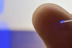 The fiber in the brain implant is less than half a millimeter thick and is so flexible that it moves with the brain instead of cutting through the tissue.