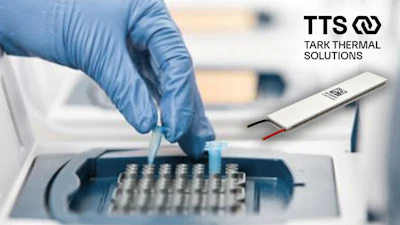 Gloved hand pipetting sample into thermal testing equipment