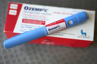Ozempic pre-filled injection pen with medication packaging and prescribing information documentation