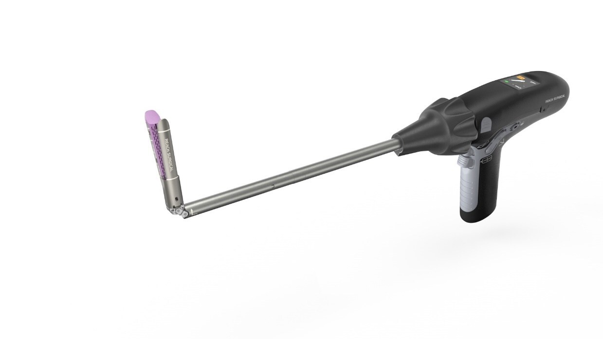 The iREACH IRIS Reusable Stapler with Real-Time Firing Curve&trade; and 90&deg; Articulation.