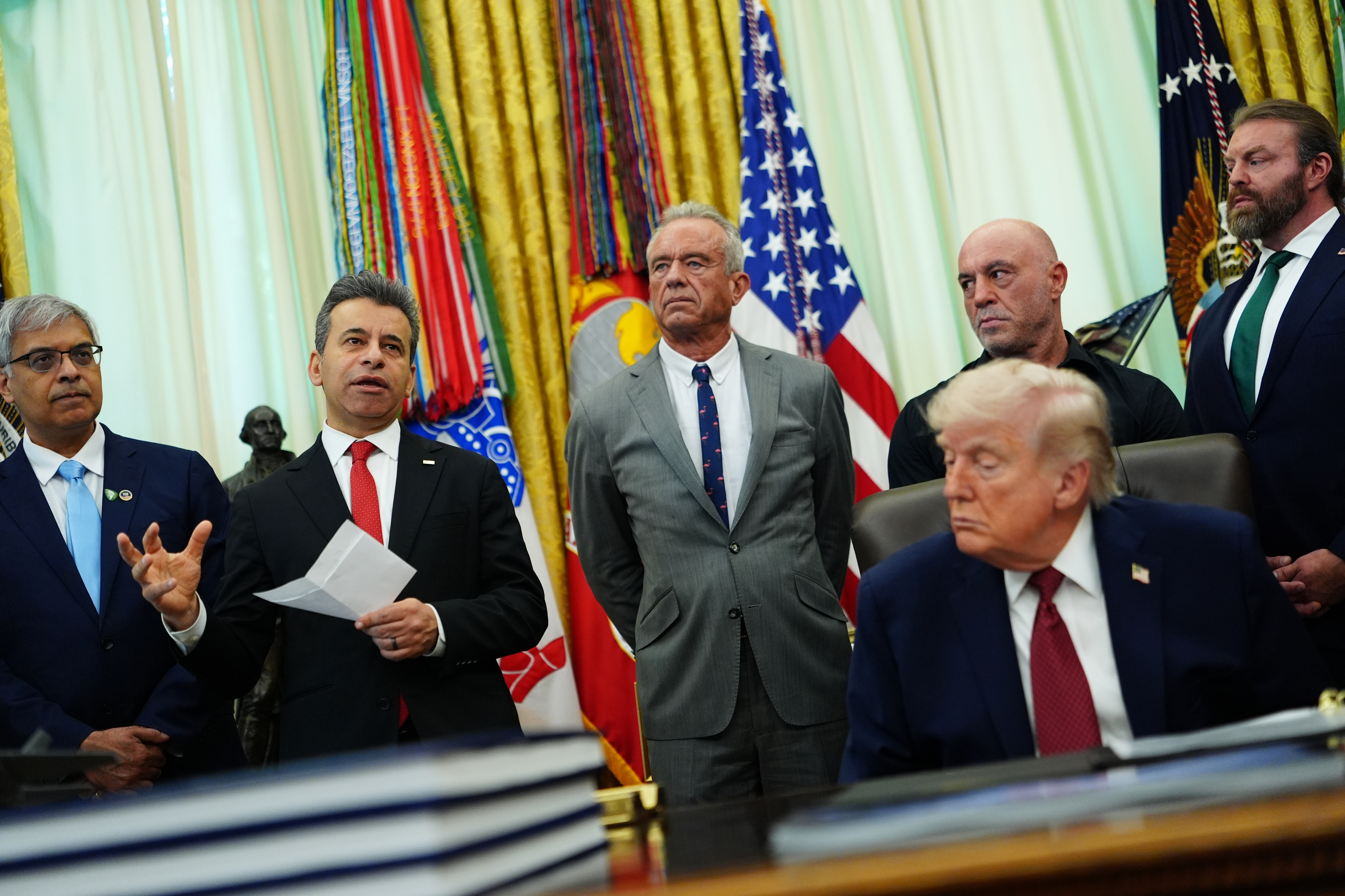 Dr. Marty Makary, commissioner of the Food and Drug Administration, speaks in the Oval Office of the White House, April 18, 2026.