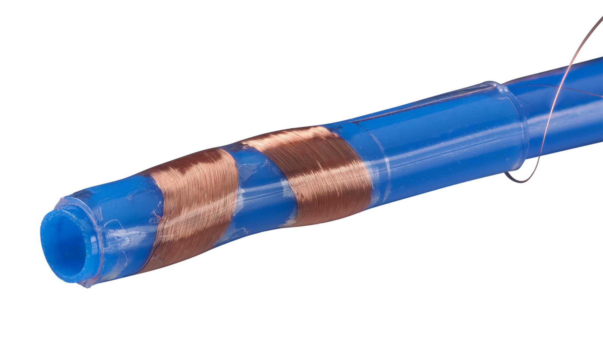 An electromagnetic sensor with slanted air coils on a device.