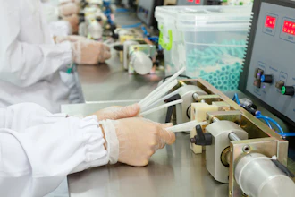 A worker testing hydrophilic urinary catheters.