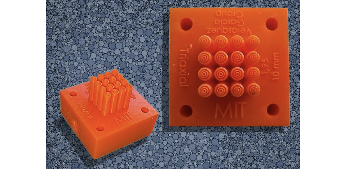 MIT researchers have demonstrated a low-cost design of specialized electronic nozzles, called triaxial electrospray emitters (pictured here), that could be used to manufacture time-release drug-delivery particles or self-healing materials.