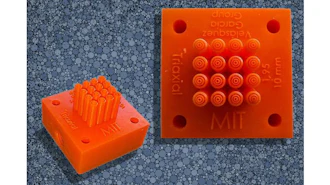 MIT researchers have demonstrated a low-cost design of specialized electronic nozzles, called triaxial electrospray emitters (pictured here), that could be used to manufacture time-release drug-delivery particles or self-healing materials.
