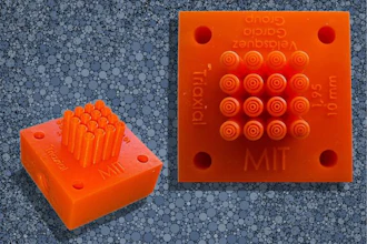 MIT researchers have demonstrated a low-cost design of specialized electronic nozzles, called triaxial electrospray emitters (pictured here), that could be used to manufacture time-release drug-delivery particles or self-healing materials.