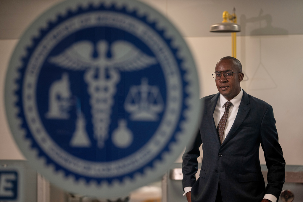 Los Angeles County medical examiner, Dr. Odey Ukpo, poses for a portrait on Tuesday, June 16, 2026, in Los Angeles.